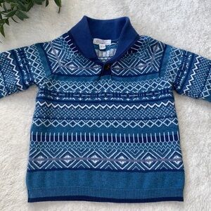 Angel Dear 12-18M Baby Boy Blue & White Sweater EUC